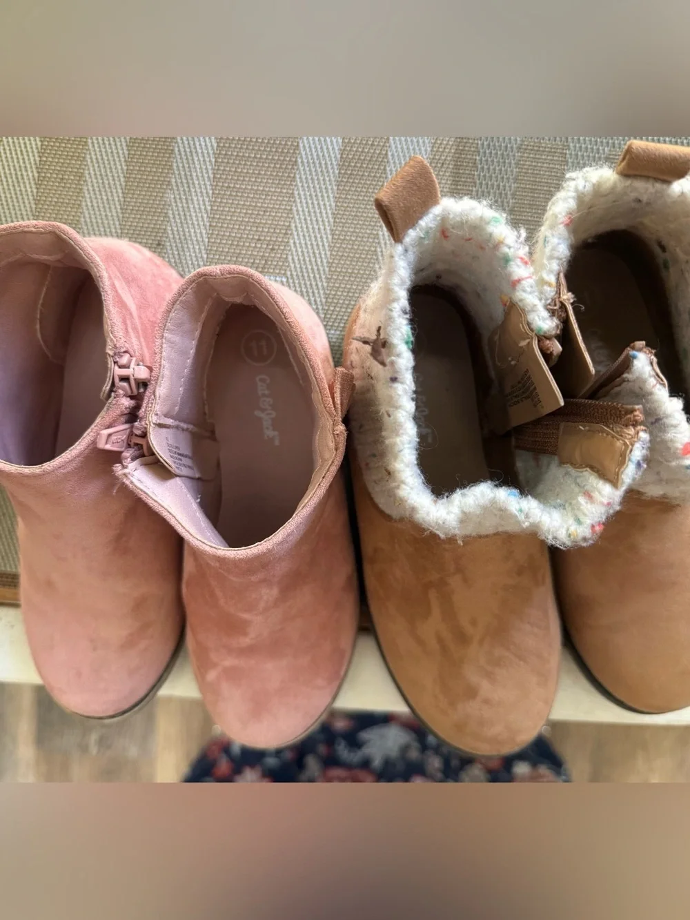 Cat & Jack Girls Two-Pack Ankle Boots in Pink and Tan